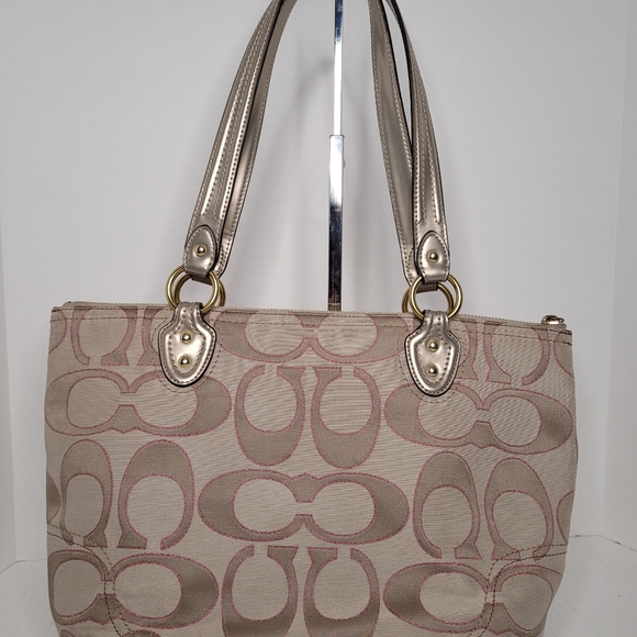 Coach Poppy Metallic Hallie Tote #M1220-23473 - Picture 6 of 16